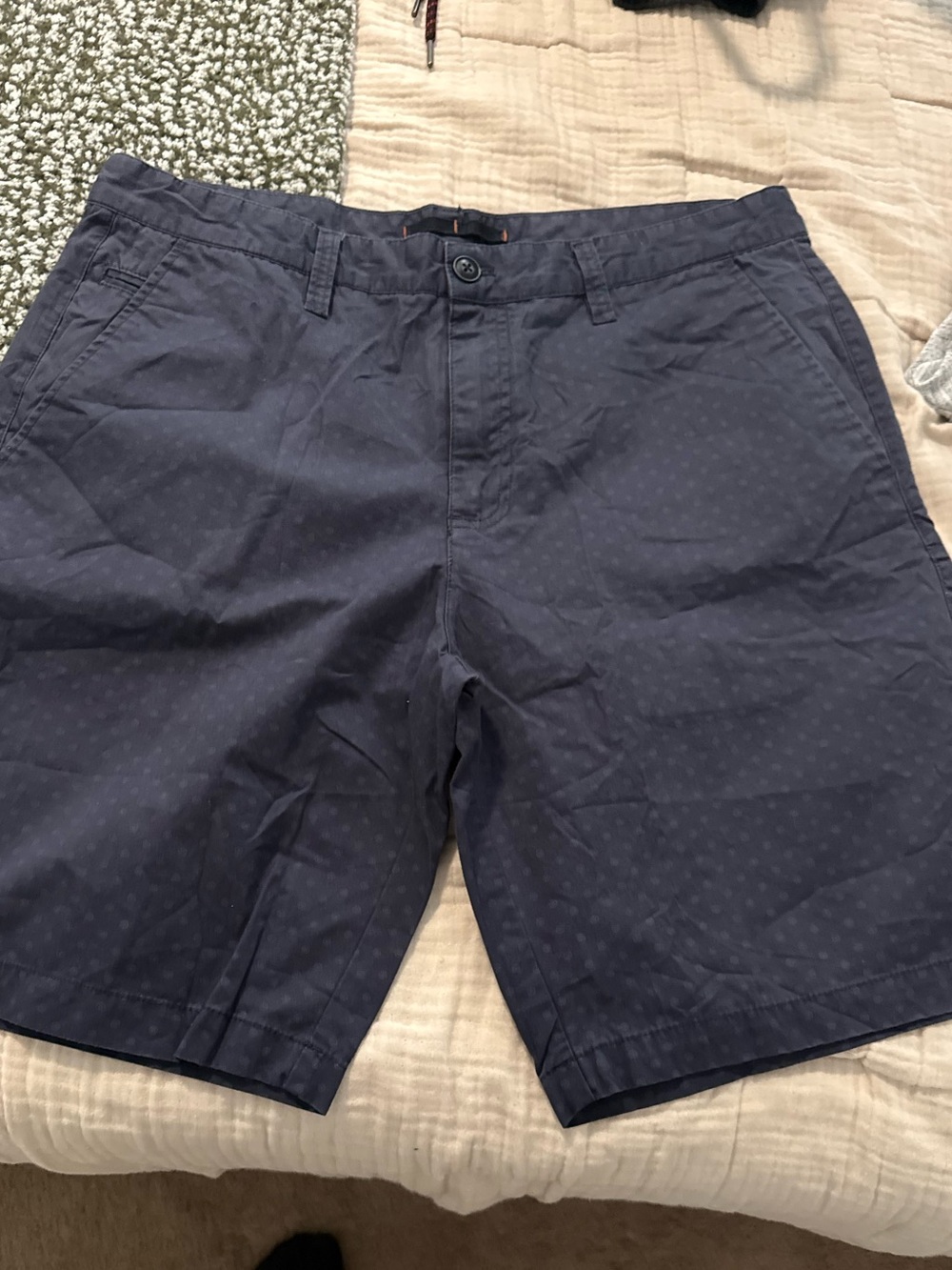 Men's Navy Dot Pattern Casual Shorts